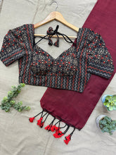 Graceful Khadi Cotton Saree with Pure Ajrakh Blouse